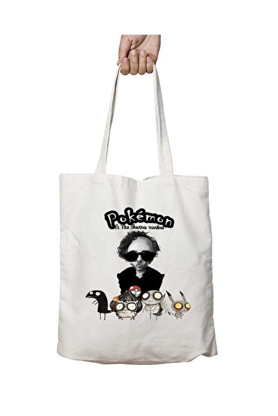 ART HEDİYE حقيبة كتف بوكيمون وتيم بيرتون منقوشة قابلة للغسل - طباعة دائمة، لل...