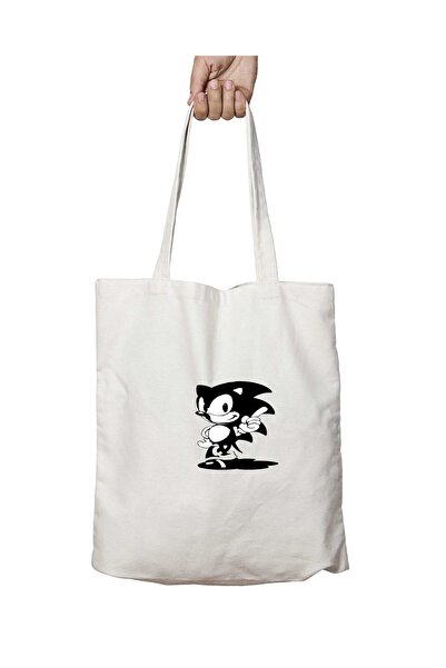 ART HEDİYE سونيك بلاك - حقيبة كتف للمدرسة والشاطئ مطبوعة وقابلة للغسل