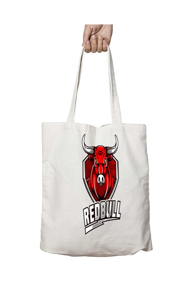 ART HEDİYE Red Bull Bull Horn - Two Sided Permanent Printed Washable Bag