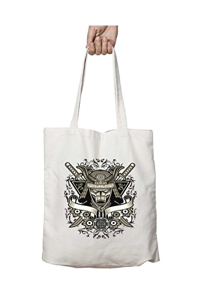 ART HEDİYE تصميم الساموراي - حقيبة كتف قابلة للغسل، طباعة دائمة، للشاطئ والمدرسة