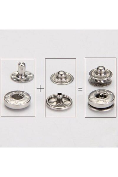 Koza 100 Pieces Nickel Colored 12.5mm Snaps - Silver Snaps