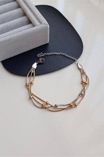 stainles steel 316L Stainless Steel Three-Color Three-Row Dorica Bracelet