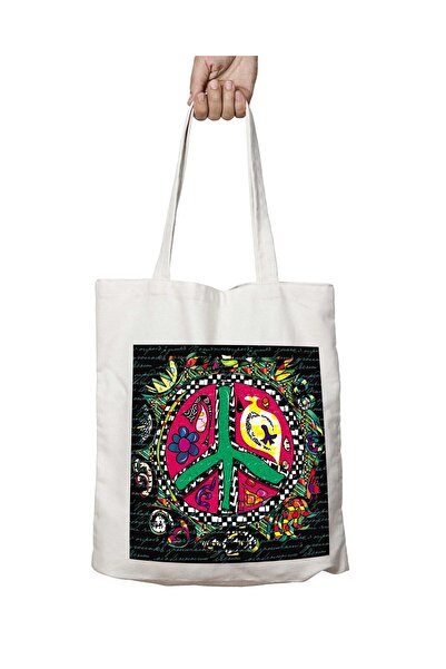 ART HEDİYE Icon logo - Peace Printed Washable Bag