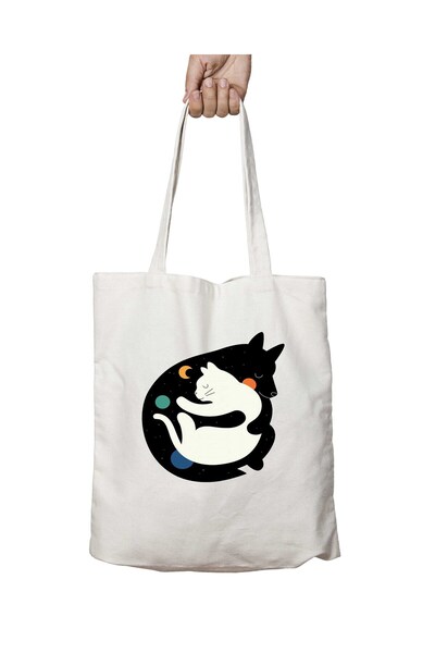 ART HEDİYE cat and Dog Printed Washable Bag - Lasting on Two Sides