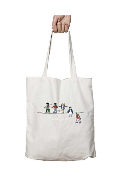 ART HEDİYE حقيبة مدرسية وشاطئية قابلة للغسل من Stranger Things - قماش كتف مطب...