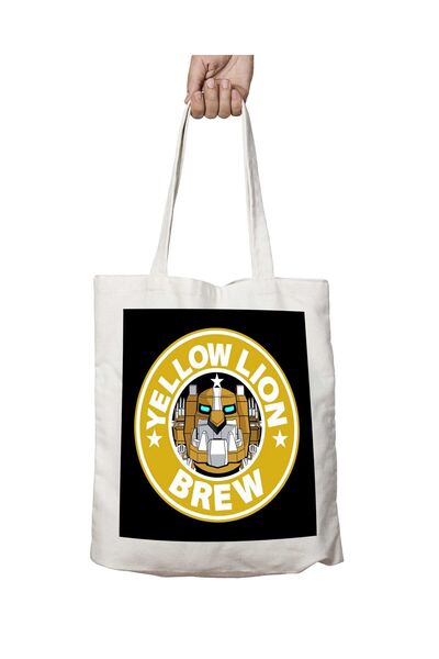 ART HEDİYE Voltron Yellow Lion Brew Coffee - Two Sided Washable Printed Bag