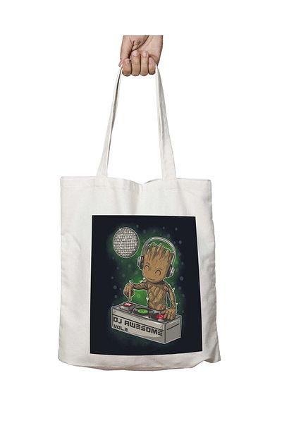 ART HEDİYE Guardians Of The GalaxY - DJ Awesome BabY Groot Washable Bag, Two Sides Permanent Printed