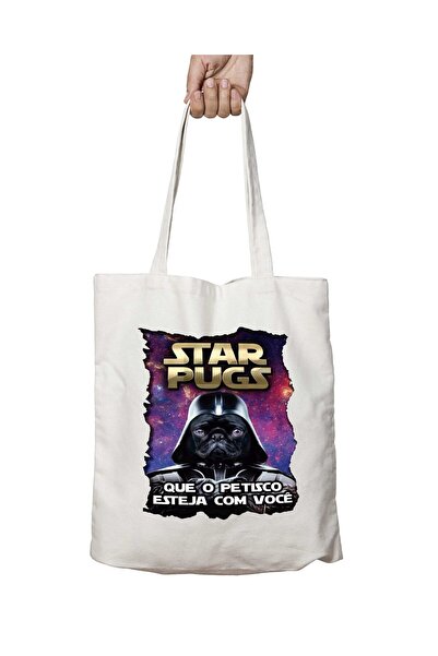 ART HEDİYE STAR PUGS 2 - حقيبة قابلة للغسل مطبوعة على الجانبين