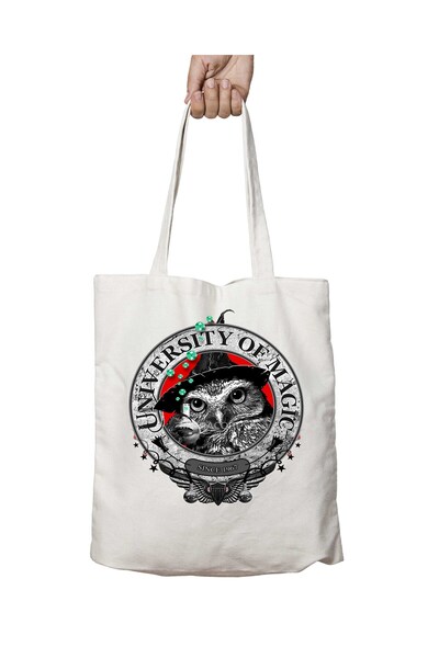ART HEDİYE UNIVERSITY OF MAGIc Owl Pattern - Washable Permanent Shoulder Tote...