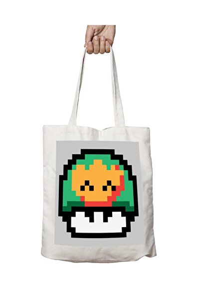 ART HEDİYE زهرة الفطر سوبر ماريو - حقيبة كتف للمدرسة والشاطئ تدوم على الجانبي...