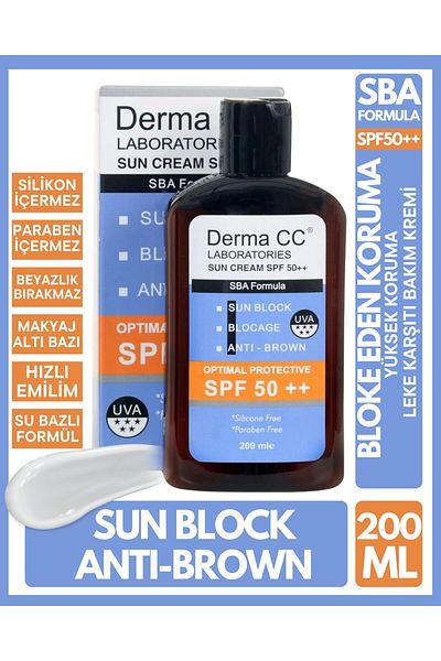 Derma CC LABORATORIES Anti Brown Sunscreen - Spf50++ 200ml + Pore Tonic 150ml