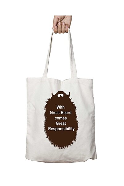 ART HEDİYE مجموعة The Beard - حقيبة كتف كبيرة قابلة للغسل ومطبوعة على الجانبين