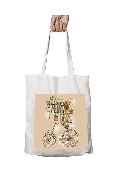 ART HEDİYE ملحق كتاب الدراجة - حقيبة مطبوعة قابلة للغسل تدوم على الجانبين