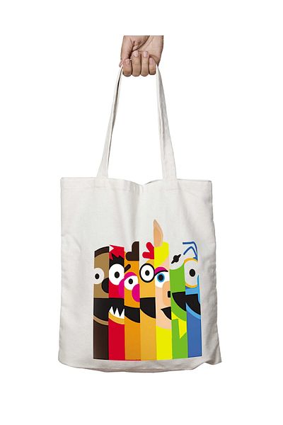 ART HEDİYE Sesame Street Pattern - Πλενόμενη υφασμάτινη τσάντα ώμου διάρκειας, τυπωμένη σε δύο όψεις