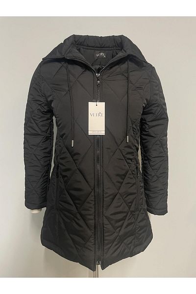 VETRE Black Diamond Patterned Hooded Coat