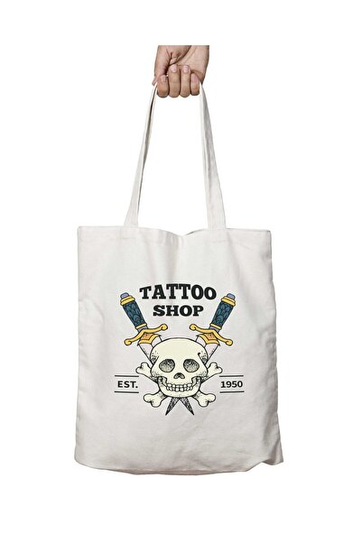 ART HEDİYE متجر الوشم - حقيبة قابلة للغسل بنمط جمجمة، تدوم على الجانبين