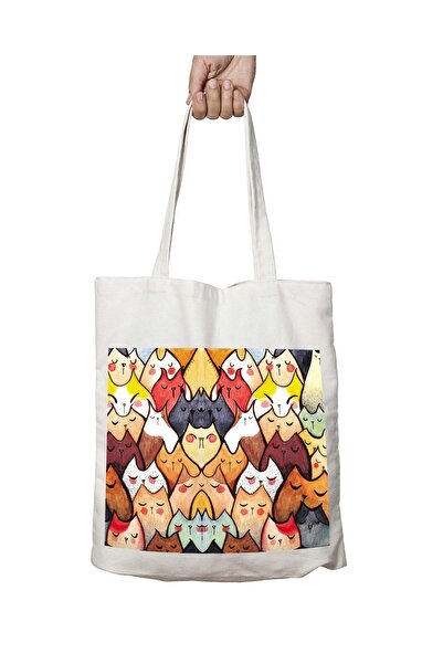 ART HEDİYE قطط لطيفة - حقيبة مطبوعة قابلة للغسل (2)