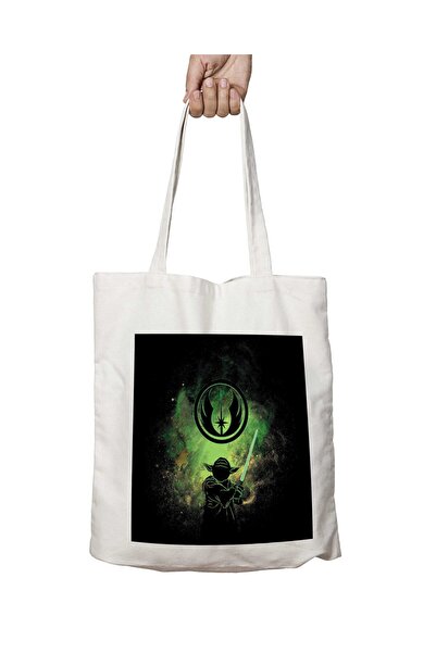 ART HEDİYE ستار وورز يودا آرت - حقيبة قابلة للغسل بطباعة دائمة على الجانبين