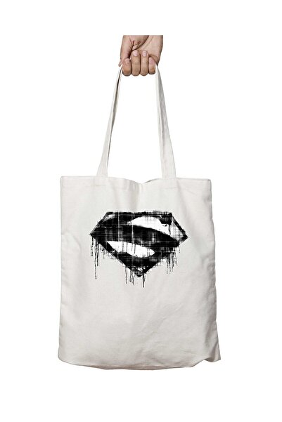 ART HEDİYE Τσάντα με μαύρο λογότυπο Superman, με μόνιμη εκτύπωση και δυνατότη...