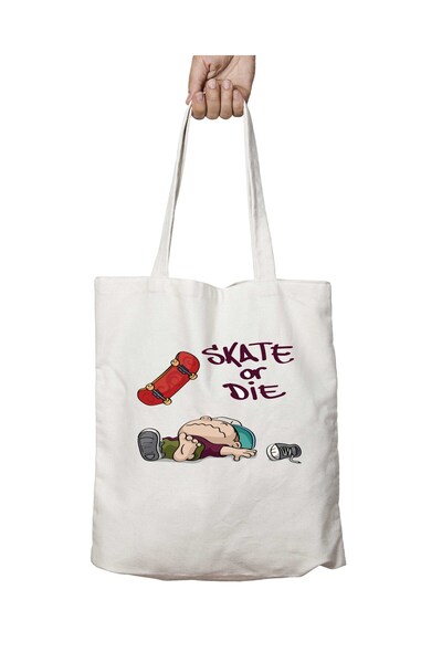 ART HEDİYE حقيبة مدرسية وشاطئية قابلة للغسل من SKATE OR DIE - قماش كتف مطبوع ...