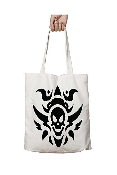 ART HEDİYE Washable Two Sides Skull Tattoo Printed Bag - PNG Mesh