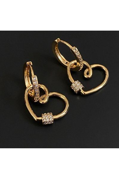 G Sport POLO Stylish Zircon Earrings - Heart Detailed
