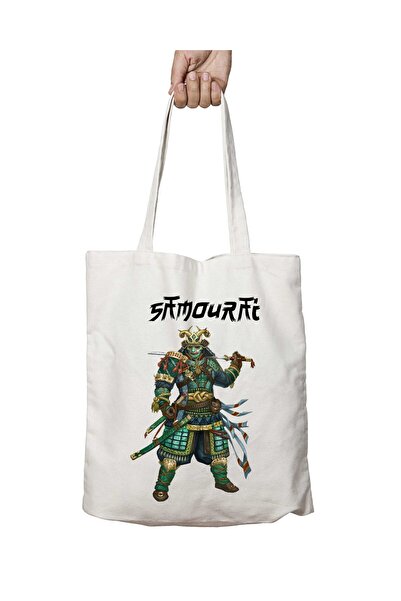 ART HEDİYE حقيبة قابلة للغسل بطبعة محارب الساموراي - تدوم على الجانبين