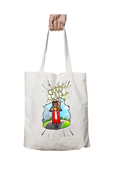 ART HEDİYE حقيبة كتف كريزي كاتس دائمة على الجانبين فيسبا - قابلة للغسل للمدرس...