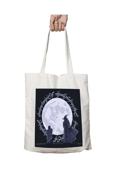 ART HEDİYE The Hobbit with Gandalf and Bilbo - حقيبة مطبوعة دائمة قابلة للغسل...