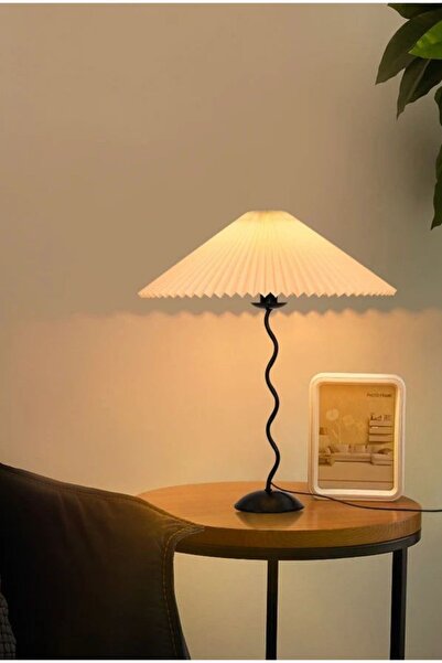 burenze Modern Tasarım Zigzag Umbrella Abajur Masa Lambası Siyah