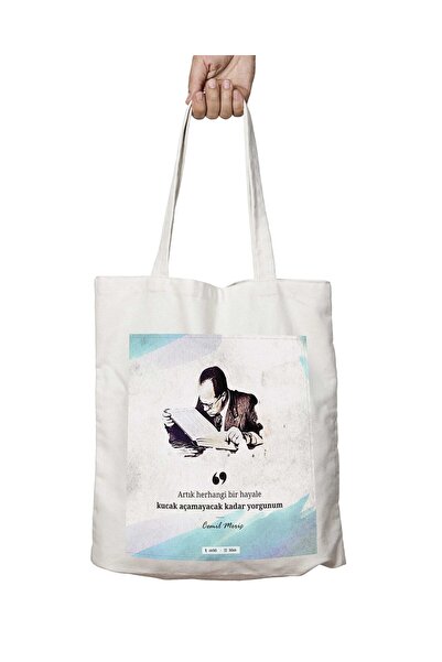 ART HEDİYE cemil Meriç Yorgunum - Two Side Lasting Printed, Washable Shoulder...