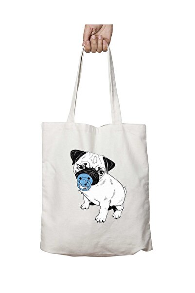 ART HEDİYE Pug Puppy - حقيبة دائمة مطبوعة قابلة للغسل على الجانبين