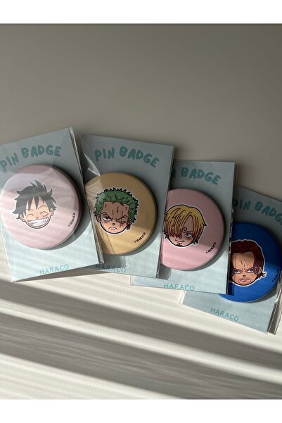 Hara Company One Piece Animesi 4’lü Anime Rozet Seti (Luffy, Zoro, Sanji ve S...