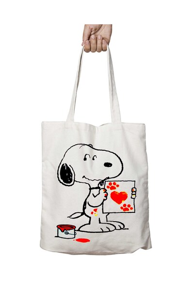 ART HEDİYE سنوبي دوج - حقيبة مزدوجة الجوانب قابلة للغسل مع نمط كلب مخلب وقلب