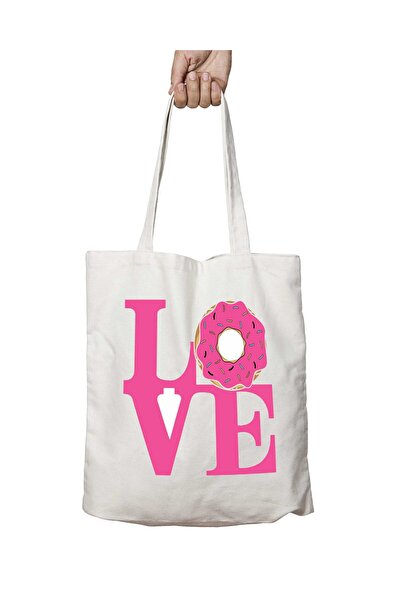 ART HEDİYE Pink love Donuts - Washable Printed Two Sided Bag
