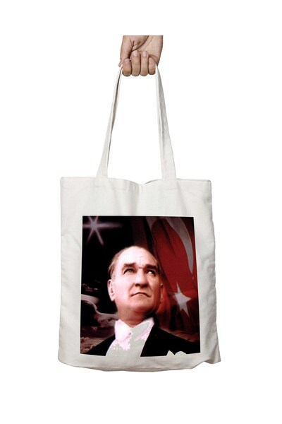 ART HEDİYE Ataturk Flag Portrait - Washable Lasting Printed Bag