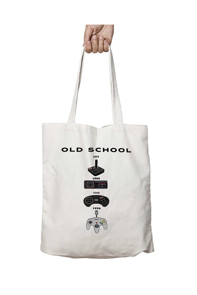 ART HEDİYE حقيبة كتف مدرسية للشاطئ من Old School Gamer مطبوعة على الجانبين وق...