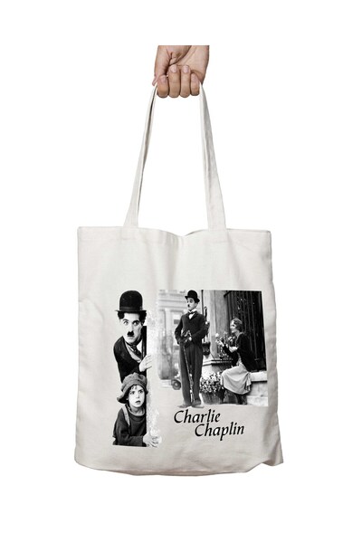 ART HEDİYE Charlie Chaplin Comedy - Πλενόμενη τυπωμένη διπλή μόνιμη τσάντα