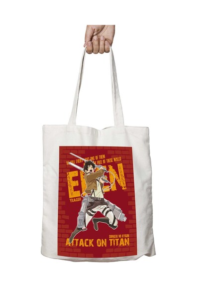 ART HEDİYE Attack On Titan Eren Washable Printed Bag - Two Sides Permanent
