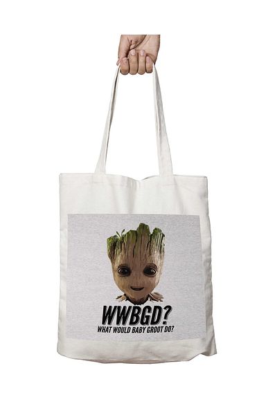 ART HEDİYE Guardians Of The GalaxY - BabY Groot Washable Bag, Two Sides Permanent Printed