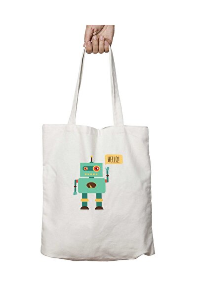 ART HEDİYE Zdravo, robot - Perivo Štampano Stalno Torba