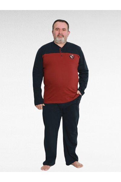 Akasya Battal Size men's Pajama Set - Long Sleeve