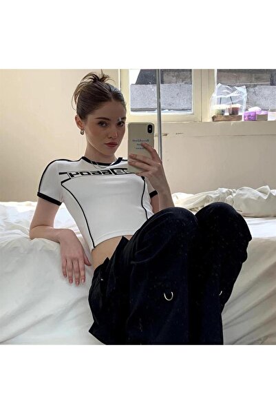 GOSSİP TEAM Gossip Team Y2K - Old School Λευκό Crop Top