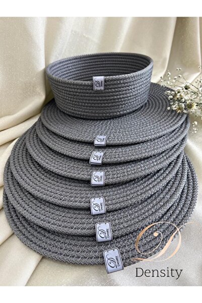 DENSITY مجموعة 6 قطع من طبق الخوص/سلة الخبز للخدمة الأمريكية أنثراسايت/رمادي داكن