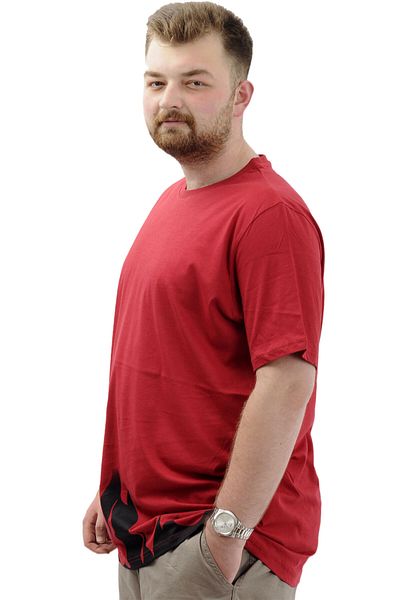 ModeXL Ανδρικό μπλουζάκι με στάμπα - Crew Neck, Βαμβακερό, FLAME U24082 Claret Red, Plus Size