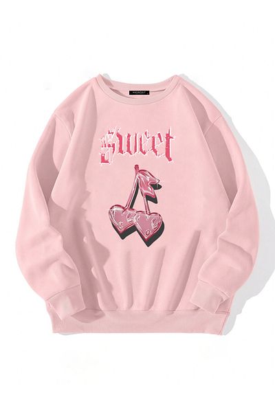 Mad&Calf Unisex Φούτερ με στάμπα Sweet Cherry Oversize Fleece