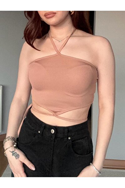 GOSSİP TEAM Gossip Team - Къса блуза с кръстосани презрамки и оребрена къса блуза