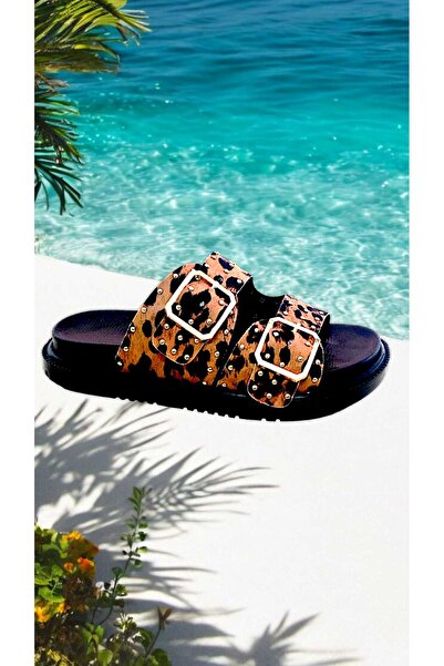 McDark MAGNOLIA - Papuci cu imprimeu leopard cu detalii Trop