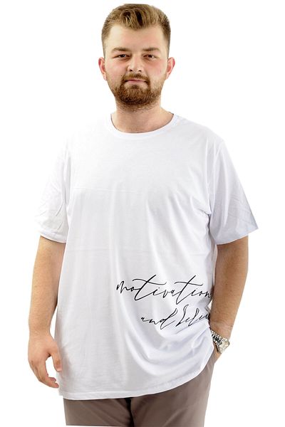 ModeXL Мъжка тениска голям размер - Режим XL, памук, мека текстура, щампа BELIEF U24085 бяла