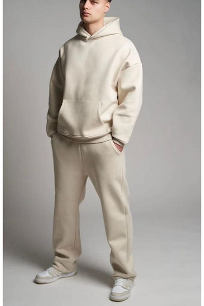 CAST COLLECTİON Ανδρικό φούτερ Oversize σε μπεζ χρώμα
